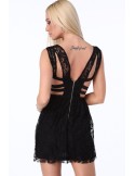 Dress with elastic bands on the sides, black ZZ304 - Online store - Boutique